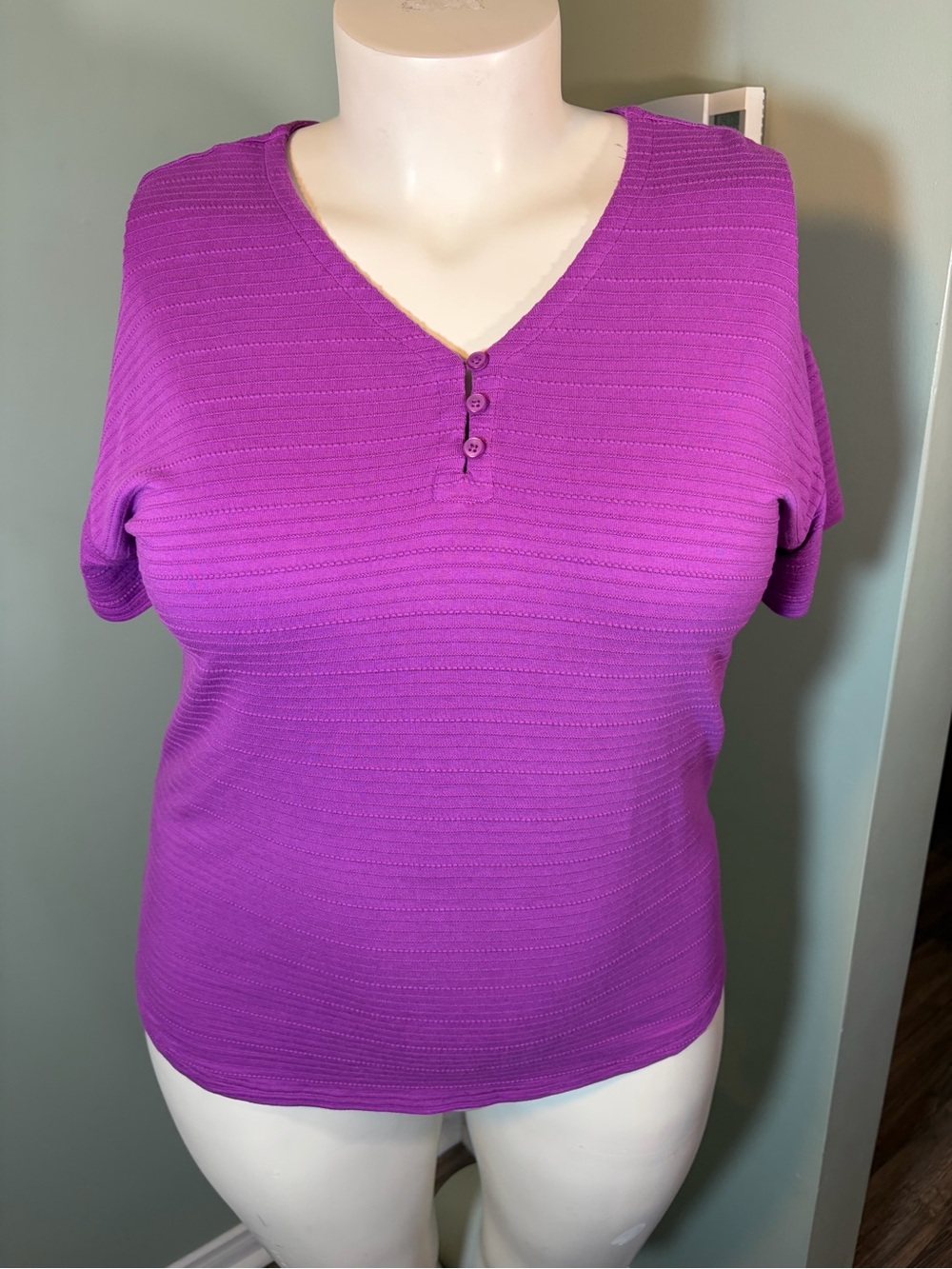 75. Talbots Purple V-Neck Short Sleeve Top